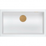 Zlewozmywak GraniteQ LOGAN 110 GraniteQ zlewozmywak snow white 76x44x23,5 cm 1-komorowy wpuszczany z syfonem manualnym miedziany | HQD7644U1_PVDC1_I-QDR | 5905505500022