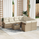 vidaXL Aiadiivani komplekt 9-osaline Beige ja Brown Rotang ja pol&uuml;ester | 3355330 | 8721288356017