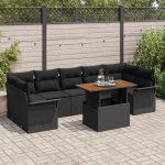 vidaXL 8-osaline aiam&ouml;&ouml;bli komplekt patjadega Black pol&uuml;rotang akatsia | 3349302 | 8721158994165