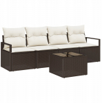 5-osaline aiam&ouml;&ouml;bli komplekt vidaXL pruun pol&uuml;rotang, 2-kohaline aiam&ouml;&ouml;bli diivan vidaXL pruun pol&uuml;rotang patjadega | 3346248 | 8721158958341