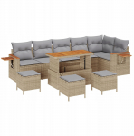 vidaXL Aiam&ouml;&ouml;bli komplekt 10-osaline koos patjadega Beige pol&uuml;rotang akatsia, S&ouml;&ouml;gitoakomplekt 4-osaline koos patjadega Beige pol&uuml;rotang akatsia | 3363202 | 8721288433213