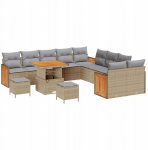 vidaXL Aiam&ouml;&ouml;bli komplekt 13 osa koos patjadega Beige pol&uuml;rotang Akaatsia, 2-kohaline aiam&ouml;&ouml;bel koos patjadega Beige pol&uuml;rotang, 3-osaline s&ouml;&ouml;gikomplekt koos patjadega Beige pol&uuml;rotang Akaatsia | 3363362 | 8721288434814