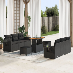 vidaXL 9-osaline aiam&ouml;&ouml;bli komplekt patjadega must pol&uuml;rotang akaatsia, 3-osaline s&ouml;&ouml;gikomplekt patjadega must pol&uuml;rotang akaatsia | 3363649 | 8721288437686
