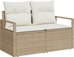 vidaXL 5-osaline aiam&ouml;&ouml;bli komplekt pol&uuml;rotangist koos patjadega Beige | 3355050 | 8721288353214