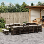 vidaXL 17-osaline aiam&ouml;&ouml;bli komplekt patjadega, Brown, PE rattan | 3211005 | 8721012294639