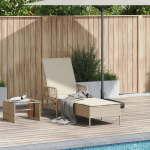 vidaXL Leżak Słoneczny Beżowy i kremowy Rattan PE 157 x 55 x 92 cm | 365429 | 8721012309265