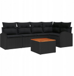 6-częściowy zestaw sof ogrodowych vidaXL z poduszkami Black Polirattan Dąb, 2-osobowa sofa ogrodowa vidaXL z miejscem do przechowywania i poduszkami Black Polirattan | 3356252 | 8721288365231
