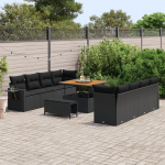 vidaXL 11-osaline aiam&ouml;&ouml;bli komplekt patjadega must pol&uuml;rotang akaatsia, 3-osaline aiam&ouml;&ouml;bli s&ouml;&ouml;gikomplekt patjadega must pol&uuml;rotang akaatsia | 3363669 | 8721288437884