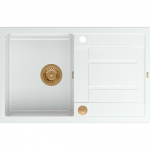 Zlewozmywak GraniteQ MORGAN 111 GraniteQ zlewozmywak snow white z syfonem Push To Open 1-komorowy z/o / elementy miedziane | brak | 5904310997270