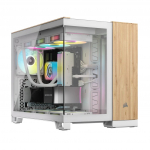 CORSAIR Geh mATX 2500X (Tempered Glass) White/Bamboo Wood | GECS-191 | 0840006688907