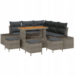 vidaXL 9-osaline aiam&ouml;&ouml;bli komplekt patjadega hall rattan akatsia, 2-kohaline aiam&ouml;&ouml;bel patjadega hall rattan, 4-osaline aiam&ouml;&ouml;bli s&ouml;&ouml;gikomplekt patjadega hall rattan akatsia | 3362793 | 8721288429124
