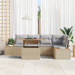 vidaXL 6-osaline aiam&ouml;&ouml;bli komplekt koos patjadega Beige pol&uuml;rattan, 2-kohaline aiam&ouml;&ouml;bel hoiukastiga ja patjadega Beige pol&uuml;rattan | 3358809 | 8721288390127