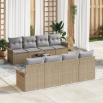 vidaXL 9-osaline aiam&ouml;&ouml;bli komplekt pol&uuml;rotangist koos patjadega beige | 3345290 | 8721158948762