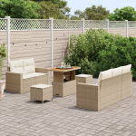 vidaXL Aiatoolide komplekt 8-osaline koos patjadega Beige pol&uuml;rotang Akaatsia | 3363511 | 8721288436306