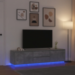 vidaXL LED-valgustusega tumehall betoonist TV-kapp 193,5x41x50 cm | 3328438 | 8721158712882