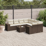 vidaXL 9-osaline aiam&ouml;&ouml;bli komplekt patjadega, brown, pol&uuml;rotang | 3222362 | 8721012947146