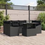 vidaXL Zestaw Sof Ogrodowych Zestaw 7 Black Rattan | 3357676 | 8721288378798