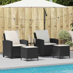 vidaXL 4-osaline aiam&ouml;&ouml;bli komplekt, padjad, must PE rattan | 4103863 | 8721158653062