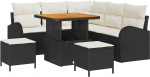vidaXL 8-osaline aiam&ouml;&ouml;bli komplekt pol&uuml;rotangist diivan patjadega Black Akatsia | 3364340 | 8721288444592