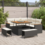 vidaXL 8-osaline aiam&ouml;&ouml;bli komplekt patjadega Black pol&uuml;rotang Akaatsia | 3363035 | 8721288431547