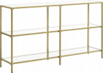 Vasagle konsoollaud, diivanilaud 3 riiuliga, klaasriiul, 130 x 30 x 73,3 cm, metallraam, kaasaegne, magamistuppa, elutuppa, koridori | LGT024A01 XXX | 194343021973