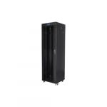 Szafa instalacyjna rack stojąca 19 42u 600x600 czarna, drzwi szklane lcd (Flat pack) | FF01-6642-12BL | 5901969430424