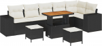 vidaXL 9-osaline aiam&ouml;&ouml;bli komplekt pol&uuml;rotangist must akatsia patjadega | 3363975 | 8721288440945