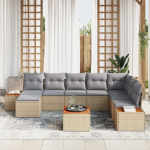 vidaXL 9-osaline aiam&ouml;&ouml;bli komplekt patjadega Beige pol&uuml;rotang Akatsia | 3348151 | 8721158982650