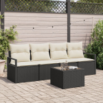 Aiam&ouml;&ouml;bli komplekt vidaXL 5-osaline koos patjadega Black pol&uuml;rattan, 2-kohaline aiam&ouml;&ouml;bli komplekt vidaXL hoiukastiga ja patjadega Black pol&uuml;rattan | 3354916 | 8721288351876
