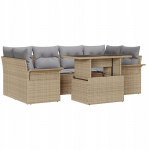 Aiam&ouml;&ouml;bli komplekt vidaXL 7-osaline koos patjadega Beige PE rotang, 2-kohaline aiam&ouml;&ouml;bel vidaXL hoiustamise ja patjadega Beige PE rotang | 3356953 | 8721288371560