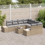 vidaXL 9-osaline aiam&ouml;&ouml;bli komplekt pol&uuml;rotangist koos patjadega Beige | 3347000 | 8721158965868