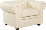 Beliani Fotel sk&oacute;rzany kremowy CHESTERFIELD | 3469 | 4260580933624