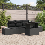 vidaXL Zestaw 5 częściowy sofa ogrodowa z poduszkami Black polirattan | 3349089 | 8721158992031