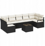 Sofakomplekt vidaXL 8-osaline koos patjadega Black Pol&uuml; rattan, 2-kohaline sofakomplekt vidaXL hoiukastiga ja patjadega Black Pol&uuml; rattan | 3354966 | 8721288352378