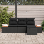 vidaXL 4-osaline aiam&ouml;&ouml;bli komplekt patjadega Black Pol&uuml; rattan Akaatsia | 3356728 | 8721288369994