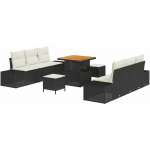 9-osaline aiam&ouml;&ouml;bli komplekt pol&uuml;rotangist, patjadega, Black, akaatsia | 3364685 | 8721288448040