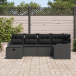 vidaXL 6-osaline aiam&ouml;&ouml;bli komplekt patjadega Black pol&uuml;rotang | 3358982 | 8721288391858