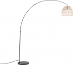 Lampa podłogowa Beliani Lampa podłogowa metalowa z rattanowym kloszem czarna GUAVIARE | 184954 | 4251682229074