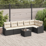 vidaXL Zestaw Sofy Ogrodowej Zestaw 7 Black Rattan PE Sofa na Zewnątrz | 3355416 | 8721288356871