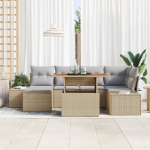 vidaXL 7-osaline aiam&ouml;&ouml;bli komplekt koos patjadega Beige pol&uuml;rotangist diivanikomplekt | 3358723 | 8721288389268