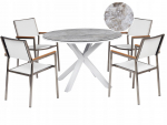 Beliani Zestaw ogrodowy dla 4 os&oacute;b MALETTO/GROSSETO Metal Efekt marmuru Gray/ biały | 526193 Bel | 4255664886262