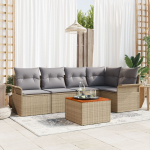 vidaXL 6-osaline aiam&ouml;&ouml;bli komplekt patjadega Beige pol&uuml;rotang Akatsia | 3347329 | 8721158974433