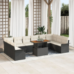 vidaXL 11-osaline aiam&ouml;&ouml;bli komplekt patjadega Black pol&uuml;rotang akatsia | 3349382 | 8721158994967