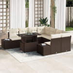 vidaXL 9-osaline aiam&ouml;&ouml;bli komplekt patjadega Brown pol&uuml;rotang | 3349154 | 8721158992680
