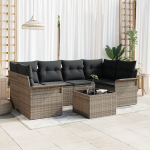 vidaXL 7-osaline aiam&ouml;&ouml;bli komplekt pol&uuml;rotangist koos patjadega Grey | 3345259 | 8721158948458