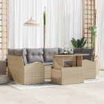 vidaXL 7-osaline aiam&ouml;&ouml;bli komplekt patjadega Beež rattan Pol&uuml;ester | 3348576 | 8721158986900