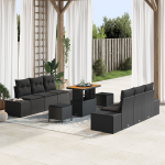 9-osaline aiadiivanite komplekt vidaXL koos patjadega Black pol&uuml;rotang Akaatsia | 3364689 | 8721288448088