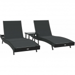 vidaXL Leżaki 3 pcs Black 40 x 40 x 40.5 cm Polirattan | 3381203 | 8721288668394
