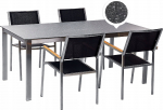 Beliani Zestaw ogrodowy st&oacute;ł szklany efekt granitu i 4 krzesła Black COSOLETO/GROSSETO | 418969 Bel | 4255664840578