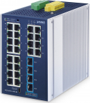 PLANET Industrial L2+ 24-Port Managed Switch IGS-4215-24T4X Zarządzany L2+ Gigabit Ethernet (10/100/1000) Aluminium, Blue | IGS-4215-24T4X | 4711605288255
